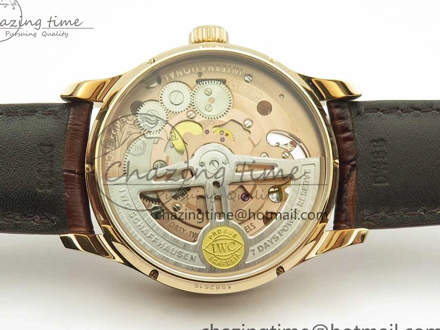 MIROTIME 0514 Portuguese Tourbillon IW5046 RG ZF Best Edition White Dial on Brown Leather Strap UrbanStyle 7144